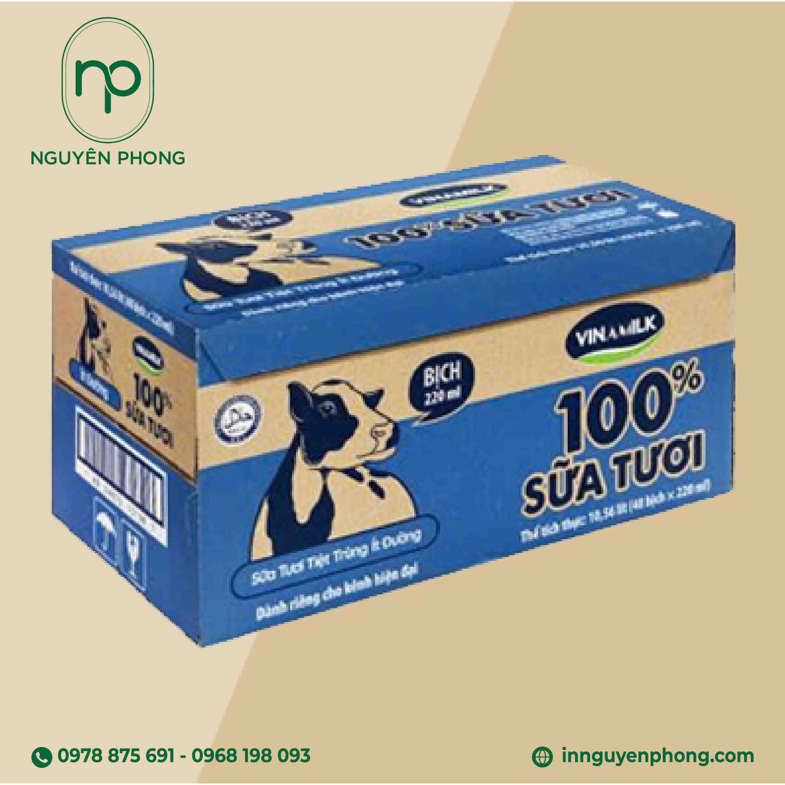 Mẫu thùng carton sữa tươi của Vinamilk